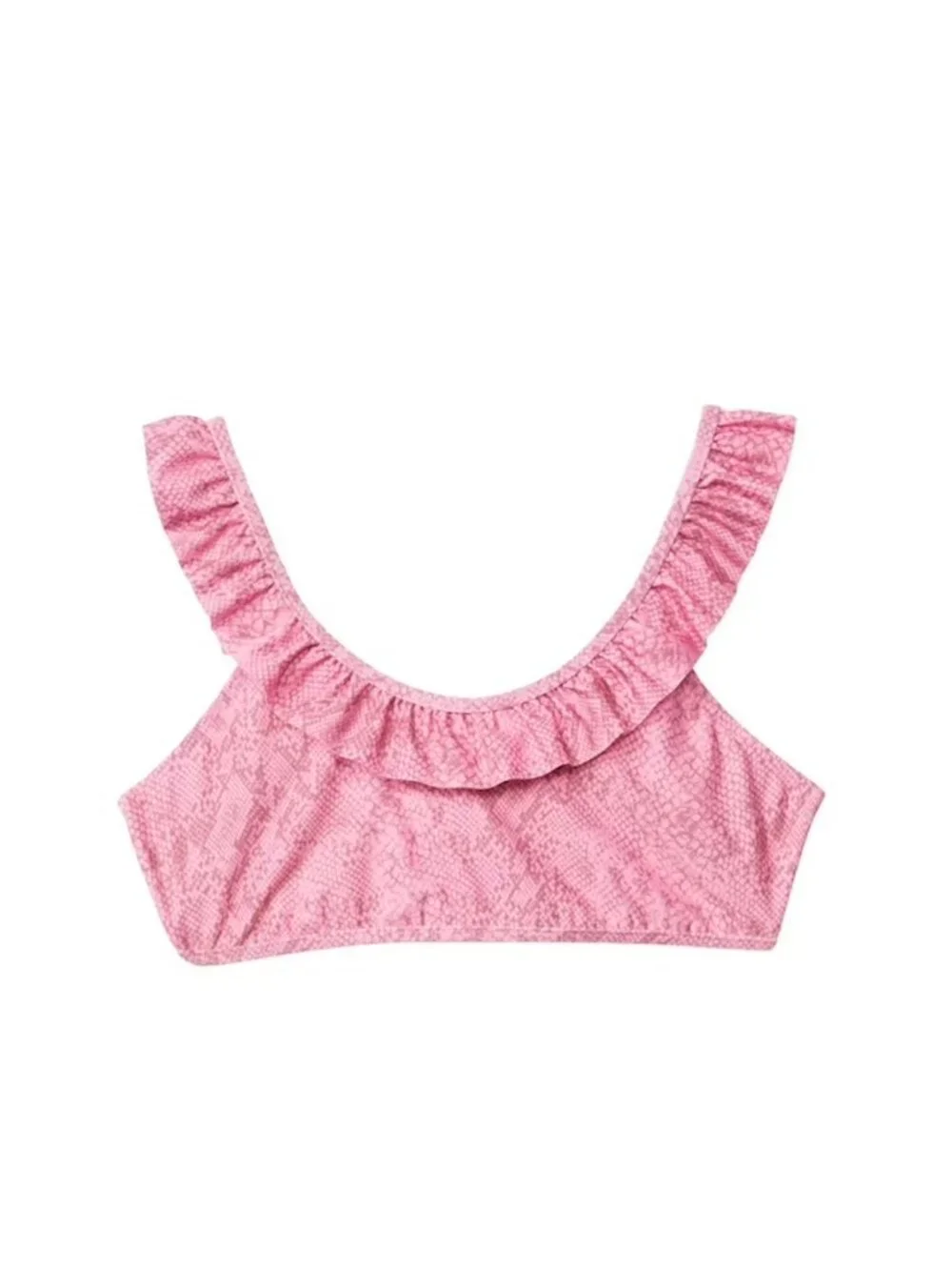 NWT Splendid Girls 14 Pink ruffle Snake Bikini top